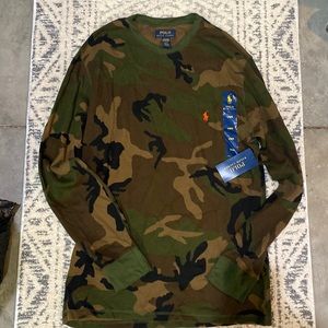 Men’s long sleeve polo, Ralph Lauren, camo shirt. Brand new with tags still on.